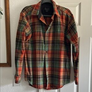 Pendleton Men's Wool Plaid Lodge shirt - Green and Orange
